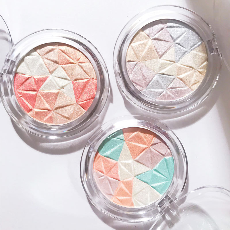 bueqcy mixed color crystal diamond high-gloss powder cake cutting three-dimensional contouring powder nose shadow brightens skin tone high-gloss glitter powder all in one