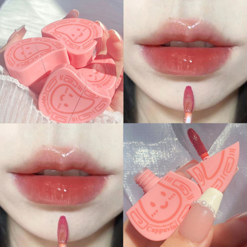 Cappuvini Red Peach Cake Lip Glaze Watery Mirror Lip Glaze Student Party Affordable Milk Tea Color Lipstick