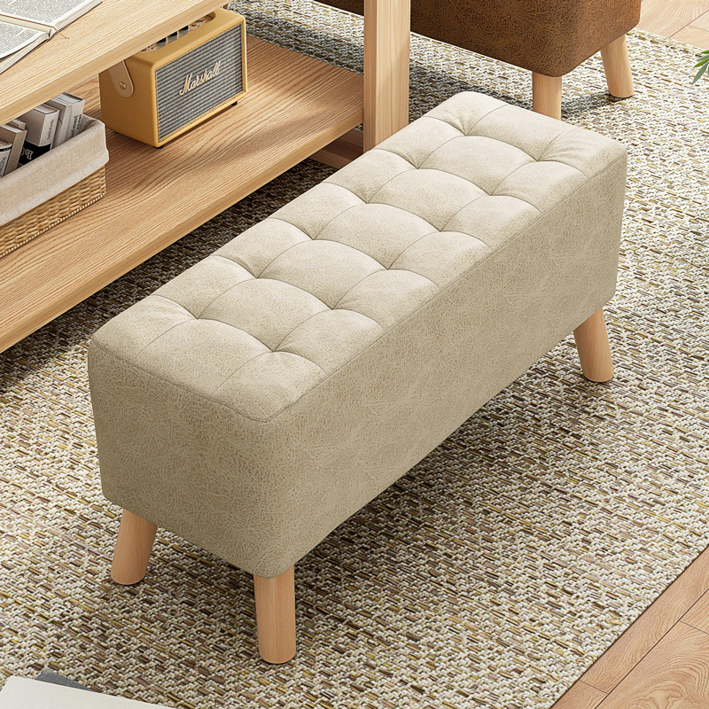 Stool, household small bench, lazy internet celebrity sofa, wooden stool, square stool, small chair, fabric footstool, living room pouf