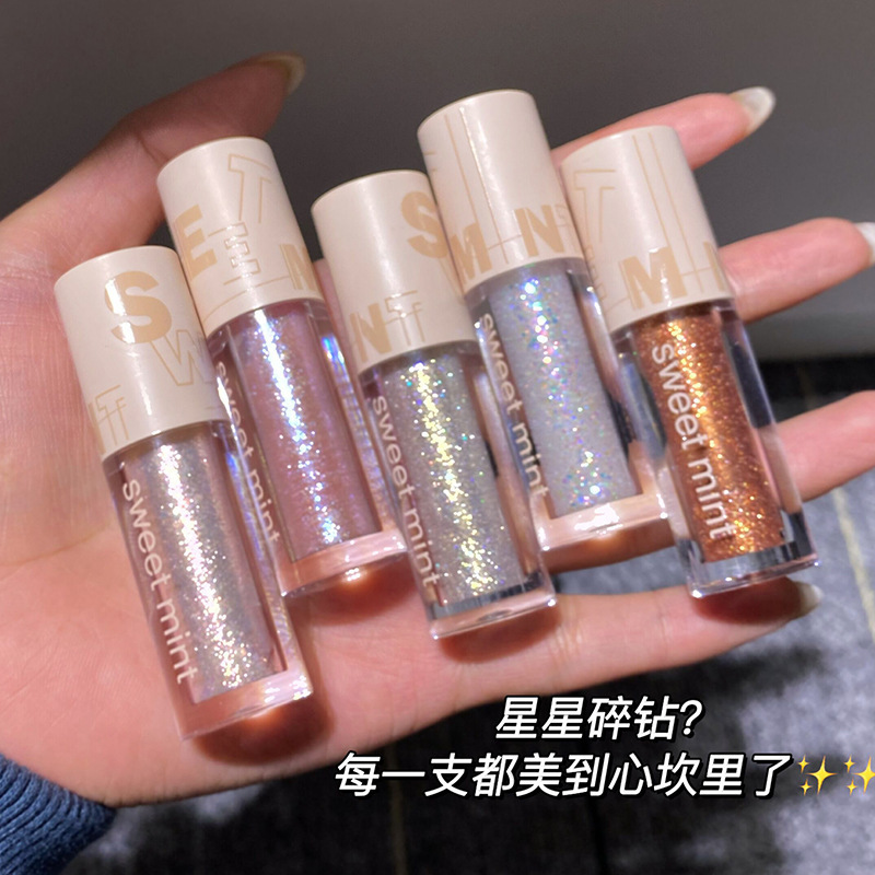SWEET MINT Liquid Eyeshadow Glitter Powder Sequin Eyeshadow Liquid Pearlescent Fine Sparkle Waterproof Student Affordable One Drop of Tears Makeup