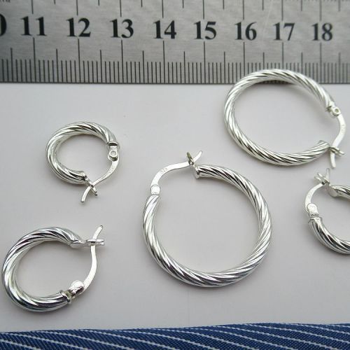 S925 sterling silver threaded earrings women's earrings Korean simple retro personality men's and women's hoop silver earrings versatile