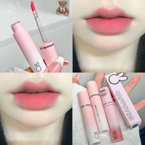 Cappuvini pink macaron velvet soft matte lip mud whitening non-drying lip glaze lipstick