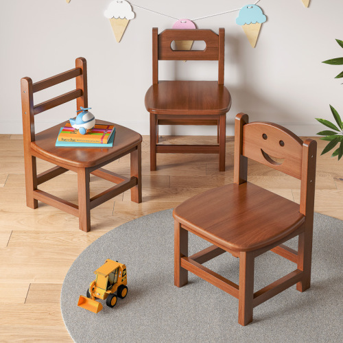 Solid wood small stool, home living room low stool, children's backrest small chair, Internet celebrity round stool, small simple square stool