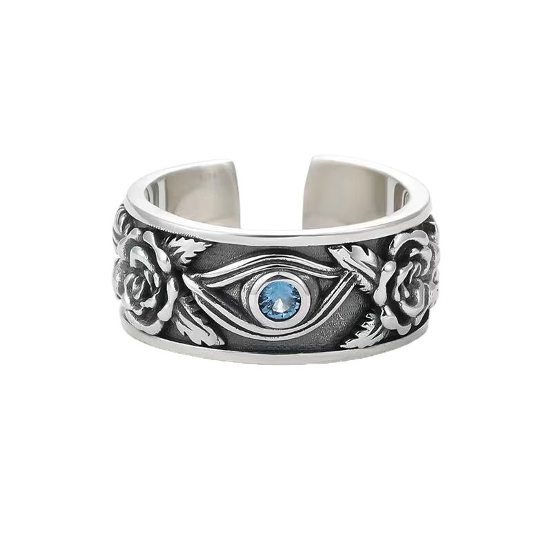 "Eye of Horus" ring S925 Thai silver retro ring for men, domineering single personality ring for men