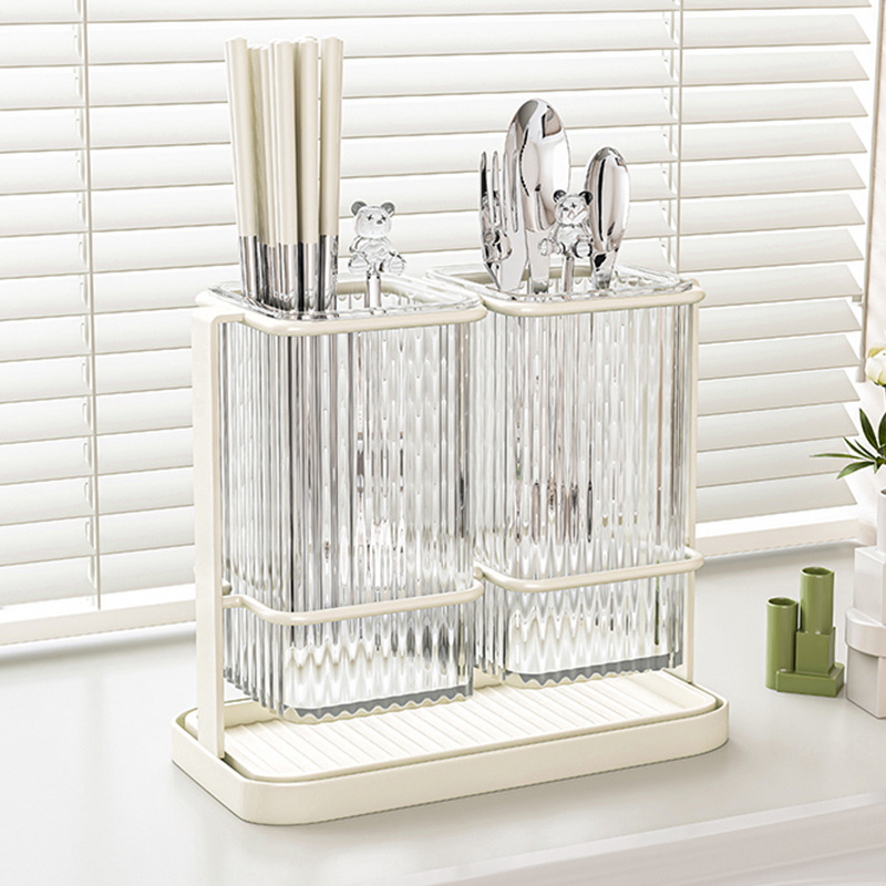 Kitchen transparent chopstick barrel, household drain rack, storage box for cutlery, forks and spoons, chopstick cage, chopstick basket bucket