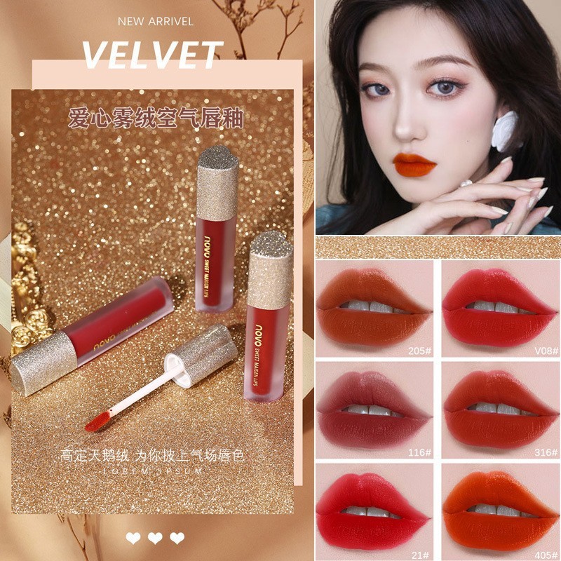 NOVO Love Mist Air Lip Glaze Internet celebrity matte matte long-lasting color student party affordable lip gloss