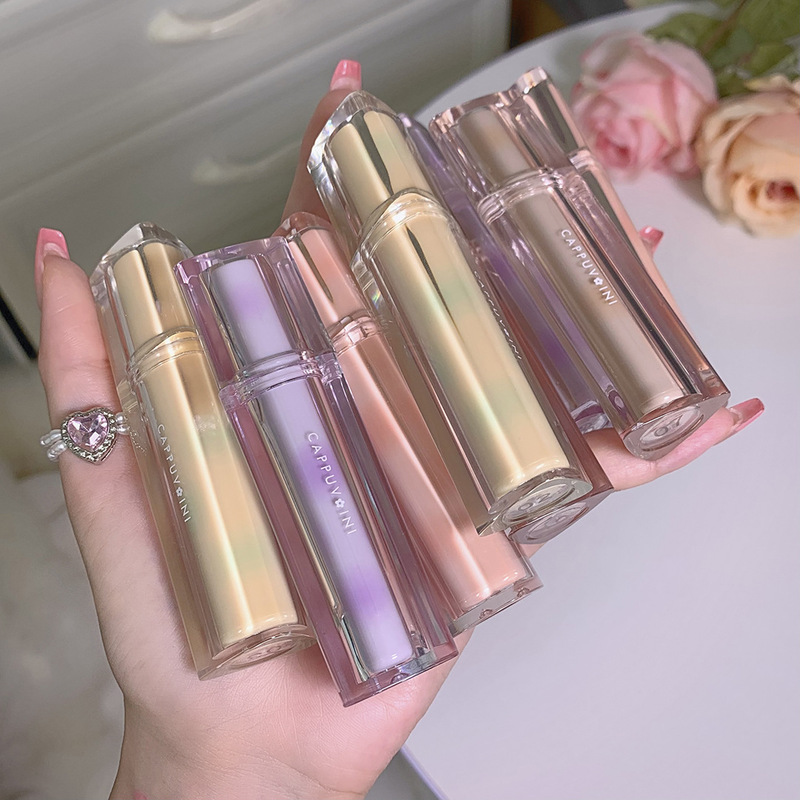 Cappuvini ice tea mirror lip glaze water gloss lip gloss glass jelly lip triangle transparent tube domestic lip gloss