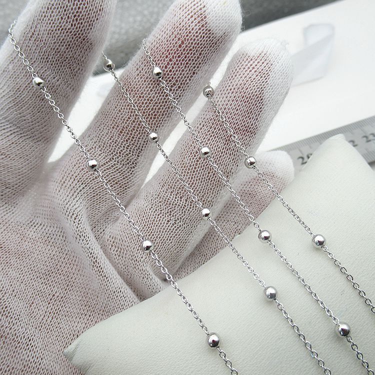 S925 sterling silver cross 3mm bead mechanical silver necklace female student Japanese and Korean style long sweater chain without pendant
