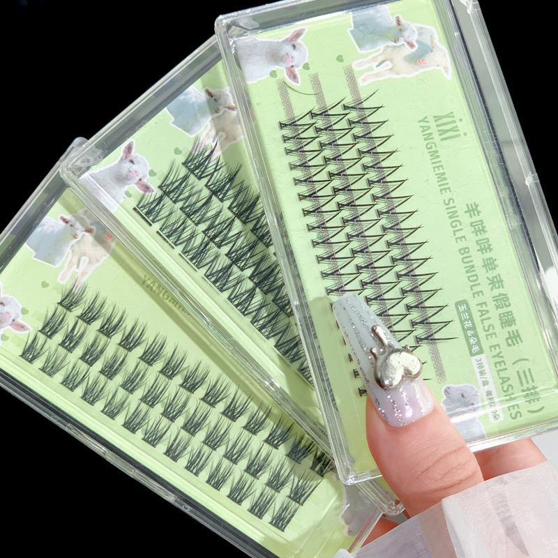 xixi Yangmei single bundle three rows of false eyelashes natural ultra-fine curling easy to use segmented beginners gj-45