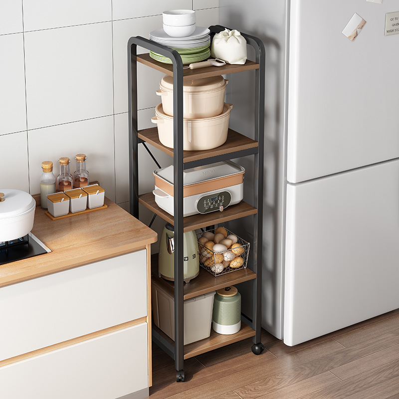Kitchen gap storage rack household gap storage rack pot rack pot storage rack floor-standing multi-layer microwave oven rack