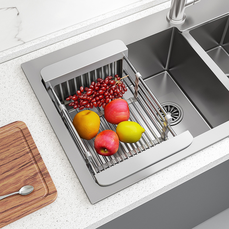 Wash basin sink drain rack wash basin drain basket 304 stainless steel drain pool filter retractable kitchen basket