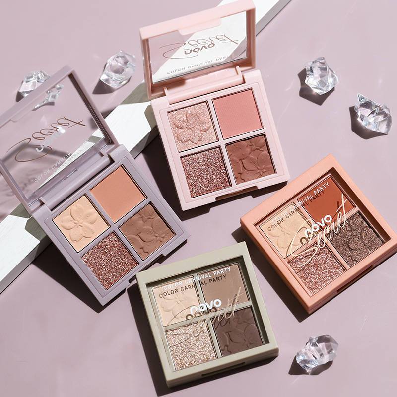 NOVO Sakura Story Four-Color Eyeshadow Palette for Beginners with High Look Value and Earth Color Daily Light Makeup Eyeshadow Palette