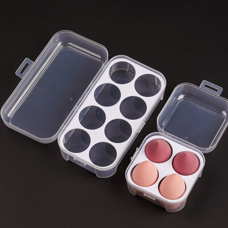 Egg box beauty egg set storage box water drop puff gourd 4 square grid transparent empty box