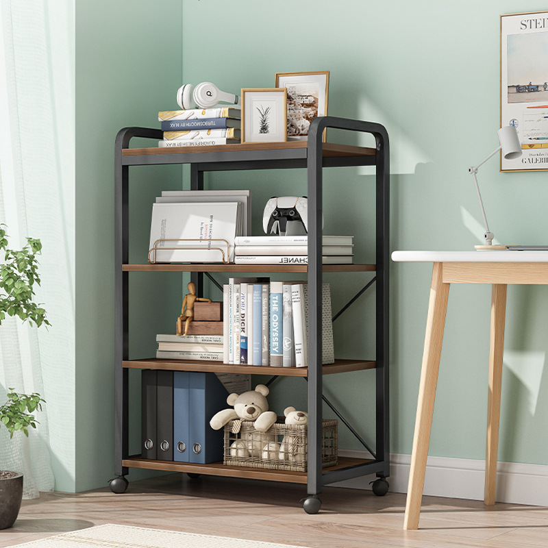 Movable bookshelf rack floor-to-ceiling home desk next to bedroom wrought iron living room wall-mounted small storage bookcase