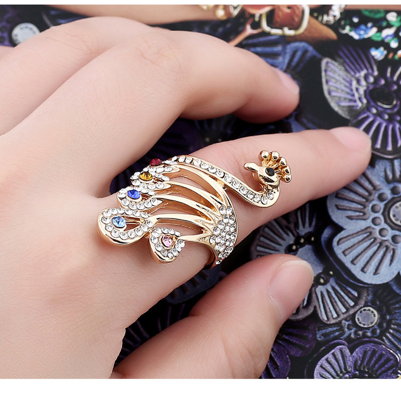 European and American jewelry wholesale fashion temperament inlaid diamond ring women's personalized alloy hand jewelry