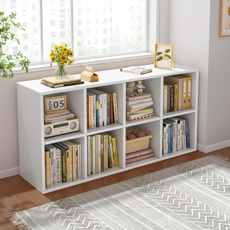 Living room bookcase shelf floor-standing home low cabinet student storage cabinet eight-lattice cabinet combination cabinet storage cabinet bookshelf