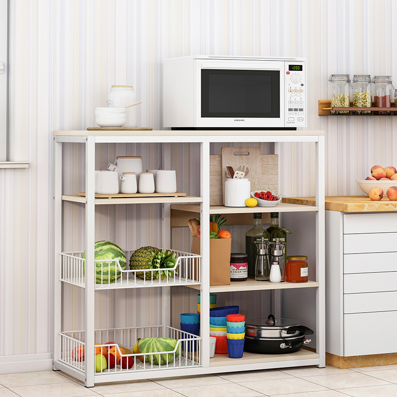Kitchen storage rack microwave seasoning floor-standing multi-layer storage rack kitchen storage bowl cabinet space-saving