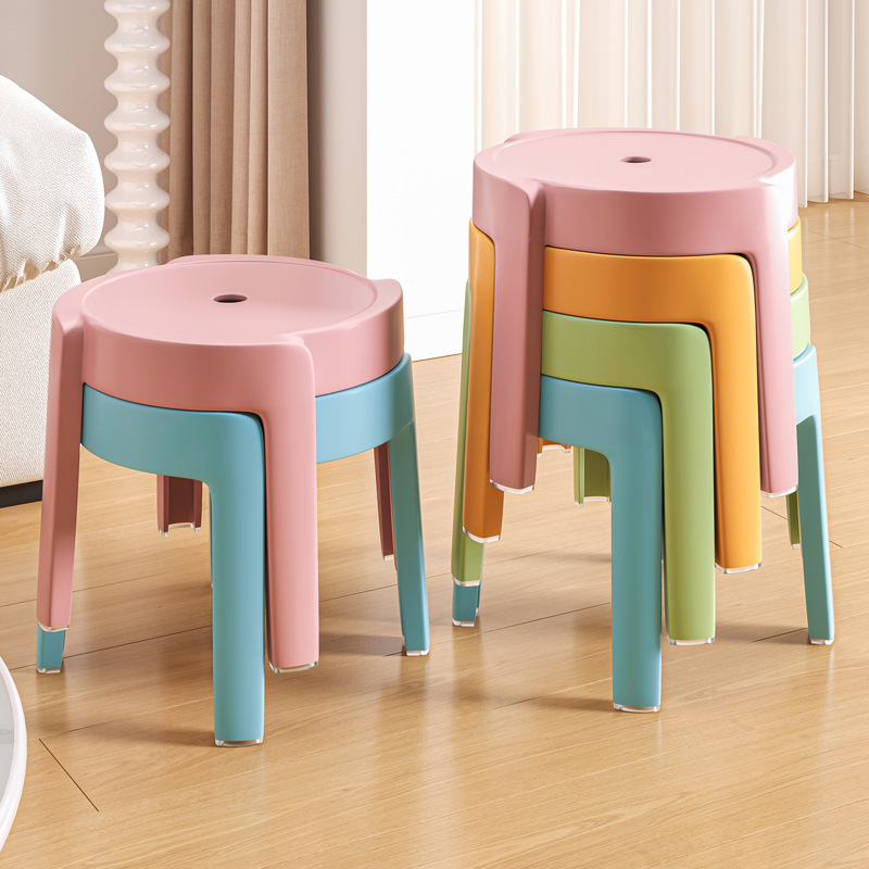 Living room small stool, thickened plastic round stool, children's chair, stackable windmill stool, living room coffee table, bathroom low stool