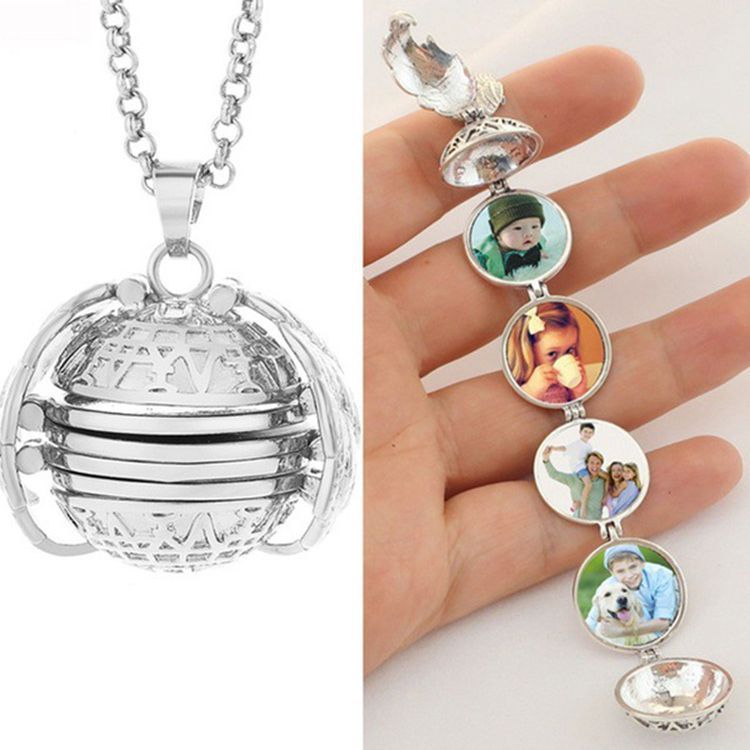 Multi-layer wings photo box, photo album necklace, 456-layer openable pendant, DIY memory photo album box