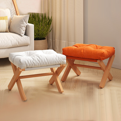 Household small stool low stool living room coffee table stool solid wood small bench with legs sofa stool footrest doorway shoe changing stool