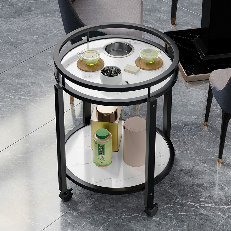 Mahjong table coffee table tea rack double-layer round chess and card room special ashtray tea table mahjong table side table small coffee table