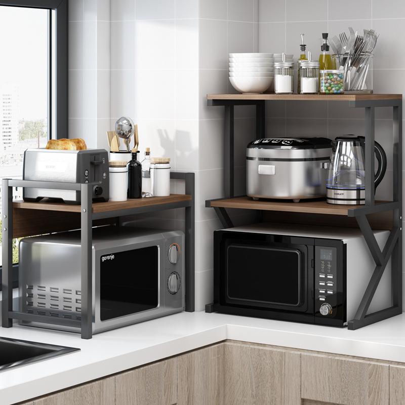 Kitchen rack floor-standing multi-layer microwave rack storage storage rack punch-free countertop oven rack saves space