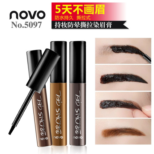 NOVO5097 semi-permanent peel-and-dye eyebrow gel, long-lasting color development, sweat-proof and waterproof, fast eyebrow technique