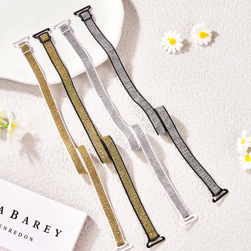 Foreign trade shoulder straps gold strap silver non-slip underwear shoulder strap accessories cross one-line collar transparent female invisible bra strap off the shoulder