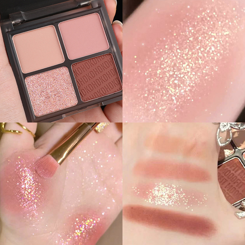 HDKD new four-color eye shadow palette ins affordable student pearlescent matte waterproof beginners