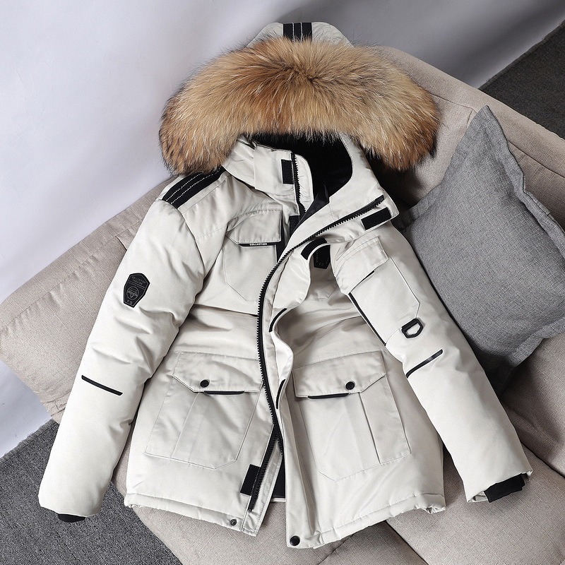 Cross-border new down jacket men's short style men's winter thickened fur collar casual jacket women's Japanese and Korean version running men