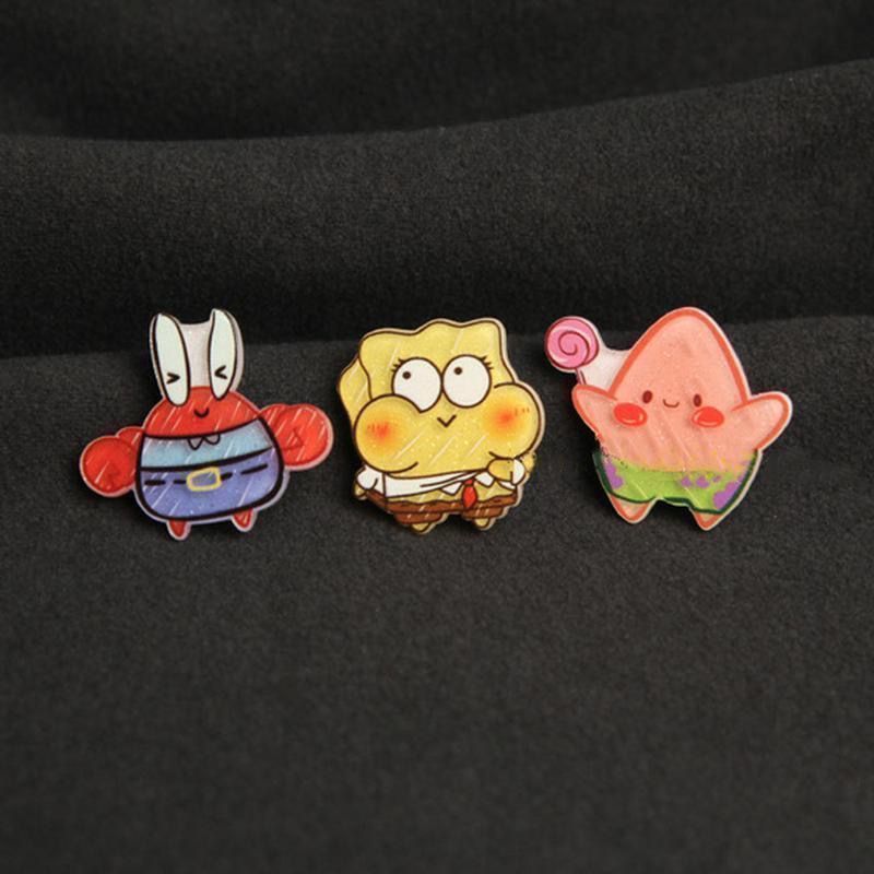 Cartoon Star Spongebob Brooch Pendant Clothes Bag Decoration Couple Small Gift Accessories Badge