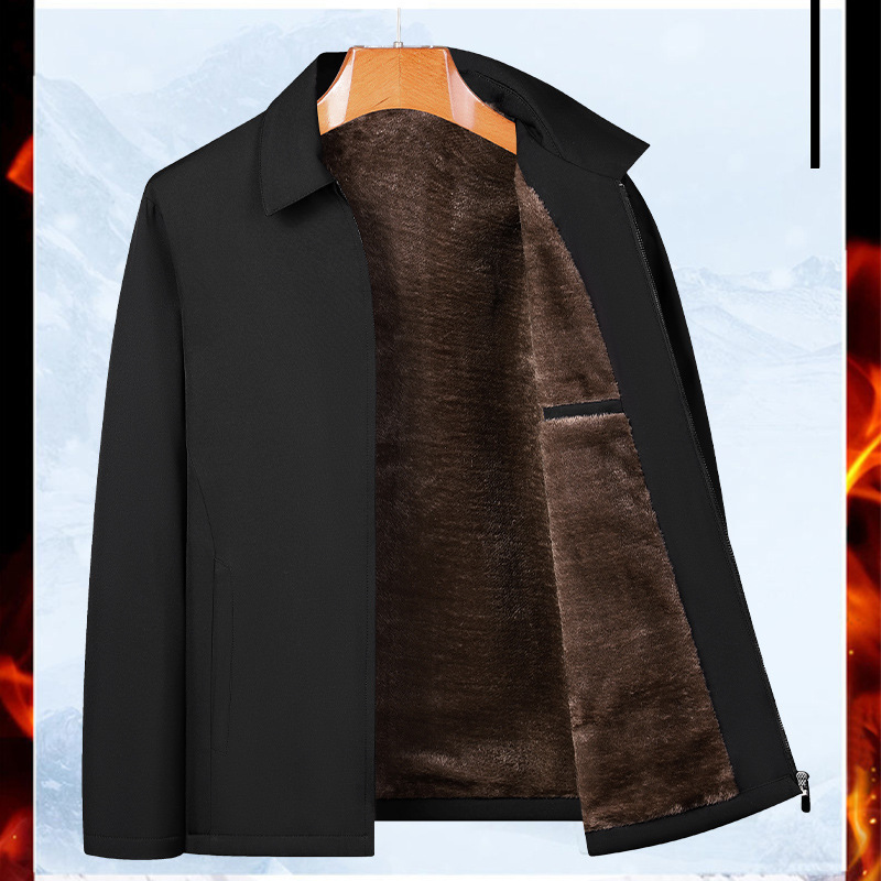 New middle-aged and elderly down jackets for men, thickened velvet, daddy clothes, winter business casual jackets