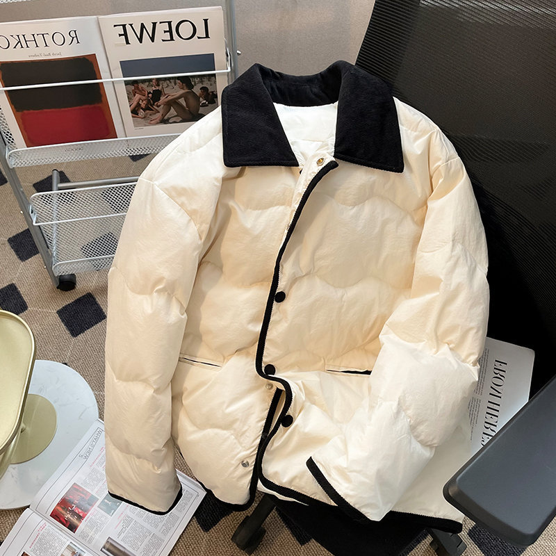 Down cotton-padded jacket for women in winter, Korean version, loose casual cotton-padded jacket, fashionable and light student cotton-padded jacket, couple style, small fragrant style jacket