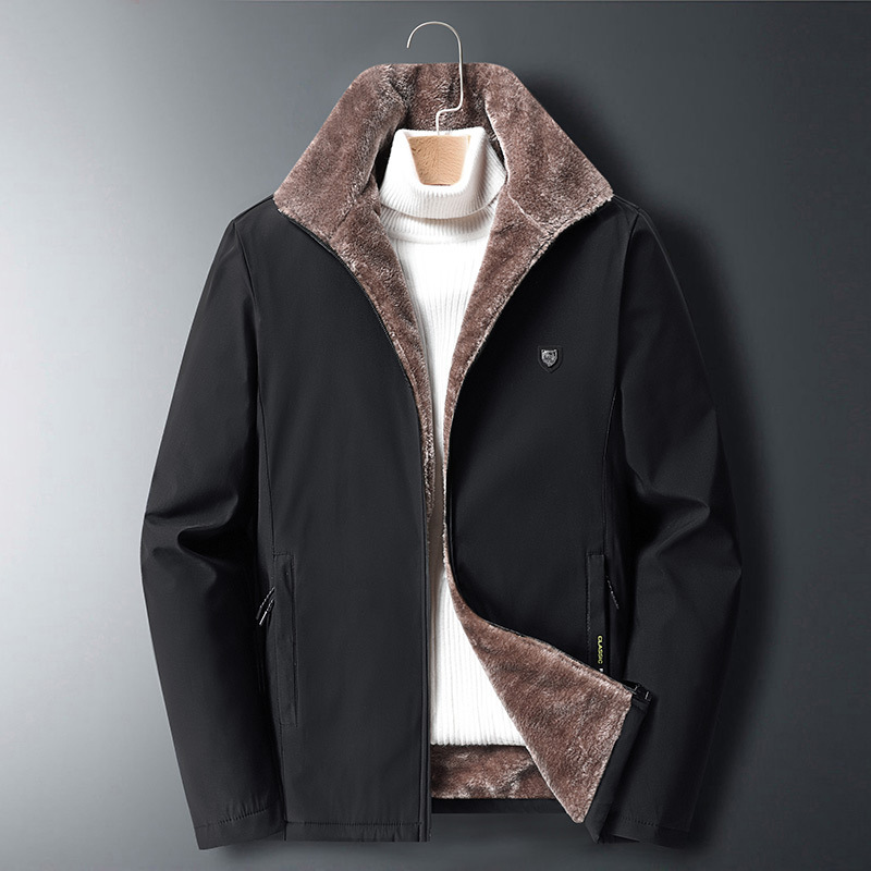 Dad's new winter jacket, middle-aged and elderly men's clothing, velvet, cotton, thickened sherpa casual large size warm jacket