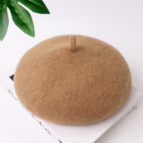 Mushroom hat new parent-child children's beret autumn and winter woolen solid color simple adult painter hat