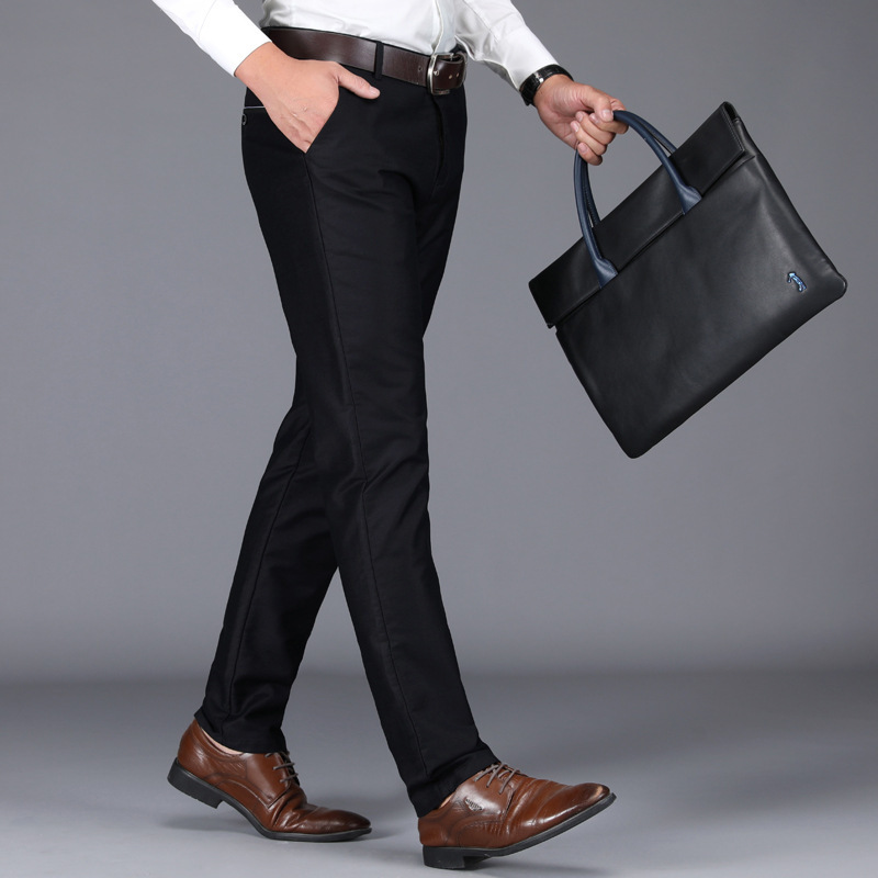 Men's trousers autumn new trend youth business casual straight leg solid color versatile large size group trousers for all seasons