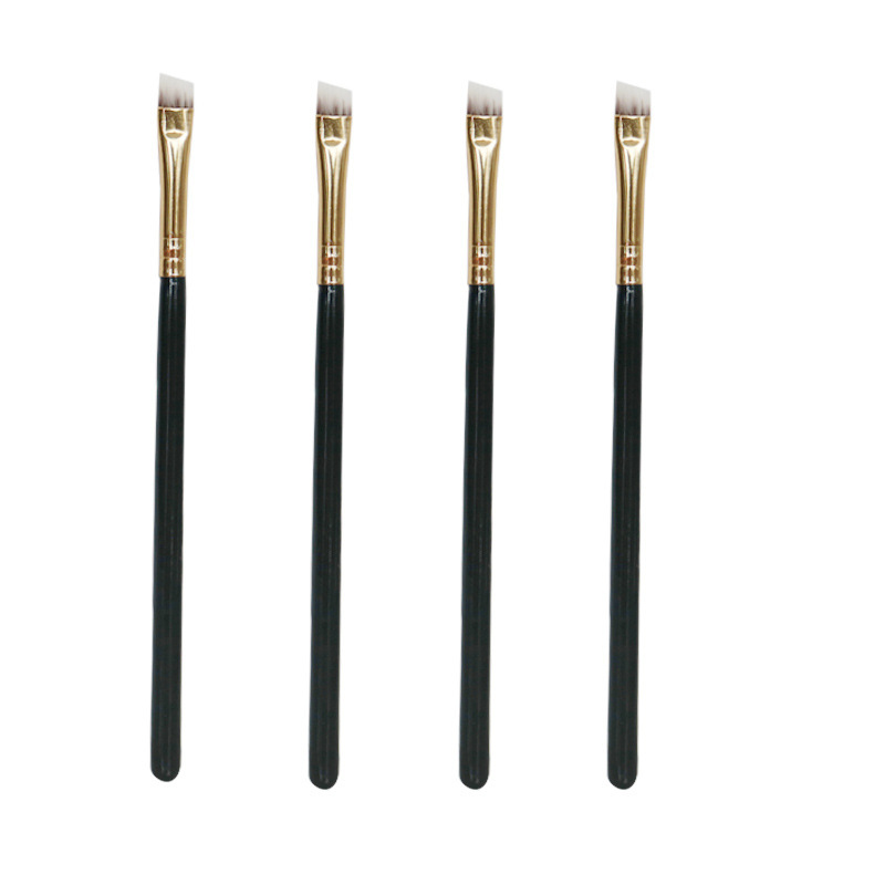 Single oblique head eyebrow brush, inner line brush, long black handle, silver gold tube eyebrow brush, eye beauty tool, eyeliner brush