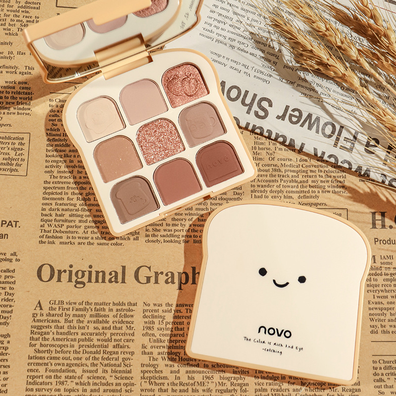 NOVO5645 Qingcai Soft Fantasy Toast Eyeshadow Palette Fun Series Eyeshadow and Blush All-In-One Ins Nine-Color Eyeshadow Palette