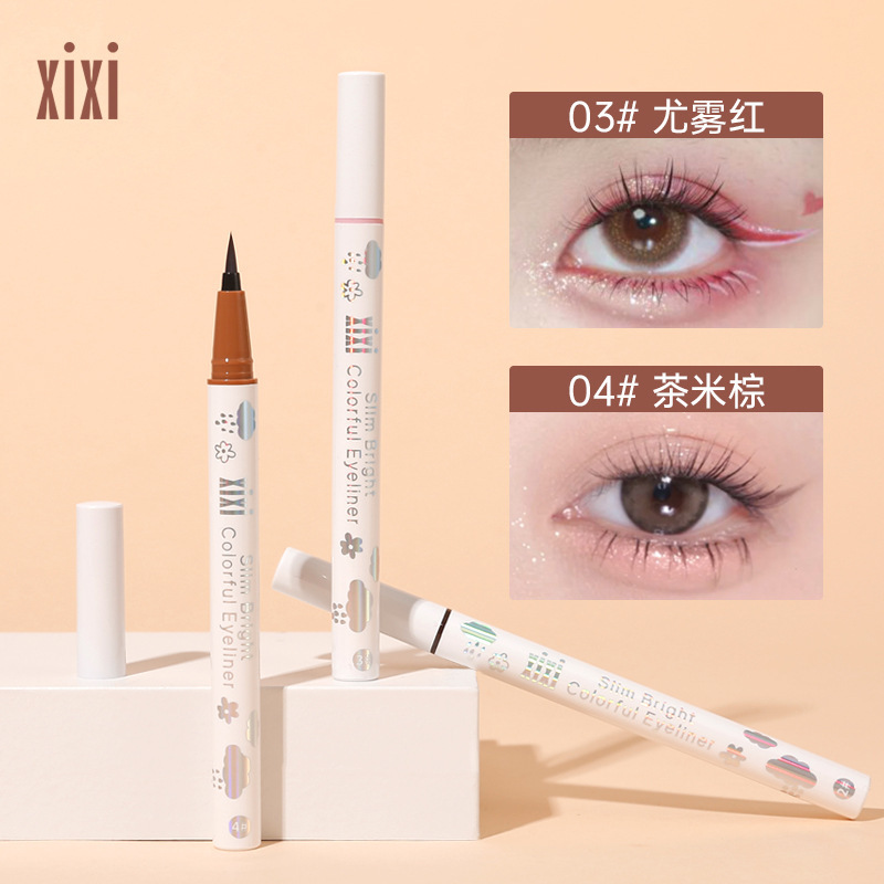 xixi Cool Charming Liquid Eyeliner Pen Color Series Student Party Novice Color Eyeliner Waterproof Silkworm Pen