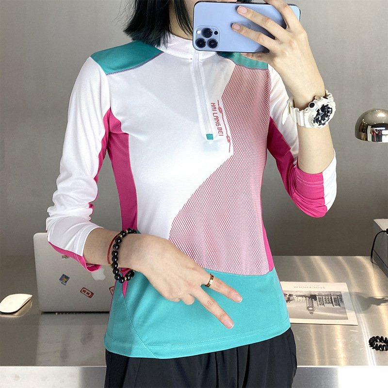 Outdoor quick-drying clothing, women's long-sleeved T-shirt, sweat-absorbent, breathable, sunscreen, hiking, mountaineering, sports and leisure, square dancing, quick-drying