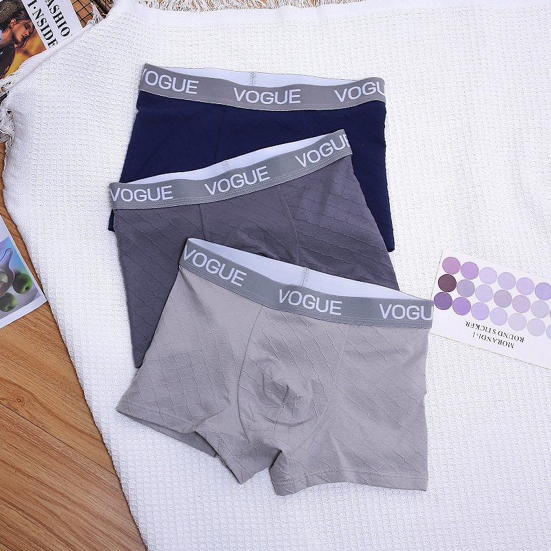 Winter new men's underwear mid-waist comfortable pure cotton breathable boxer briefs Japanese style light luxury boxer briefs jacquard trendy men's style