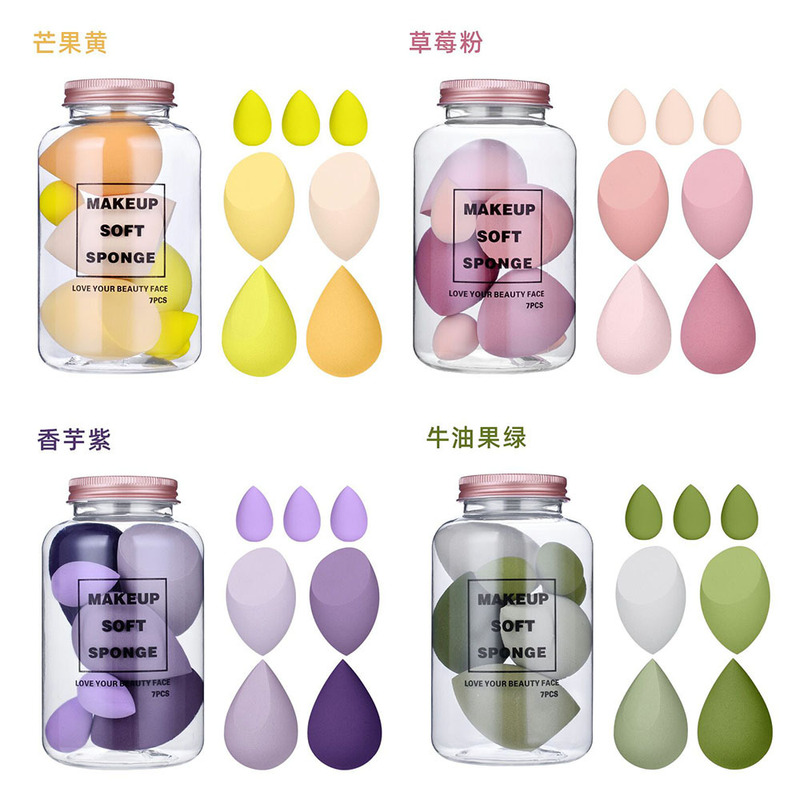 Drift bottle 7-pack beauty egg set, super soft powder-free makeup puff, drop gourd non-latex makeup