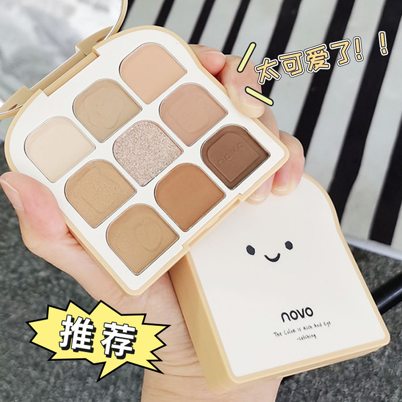 Makeup NOVO Qingcai Soft Fantasy Toast Eyeshadow Palette Pearlescent Matte Fine Sparkling Earth Color Student Party Affordable