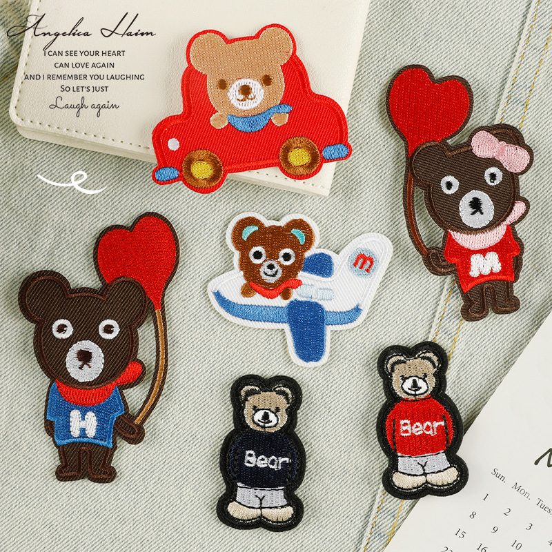 Strawberry computer embroidery logo cartoon bear chapter clothing accessories luggage accessories adhesive back ironing patch patches cloth stickers