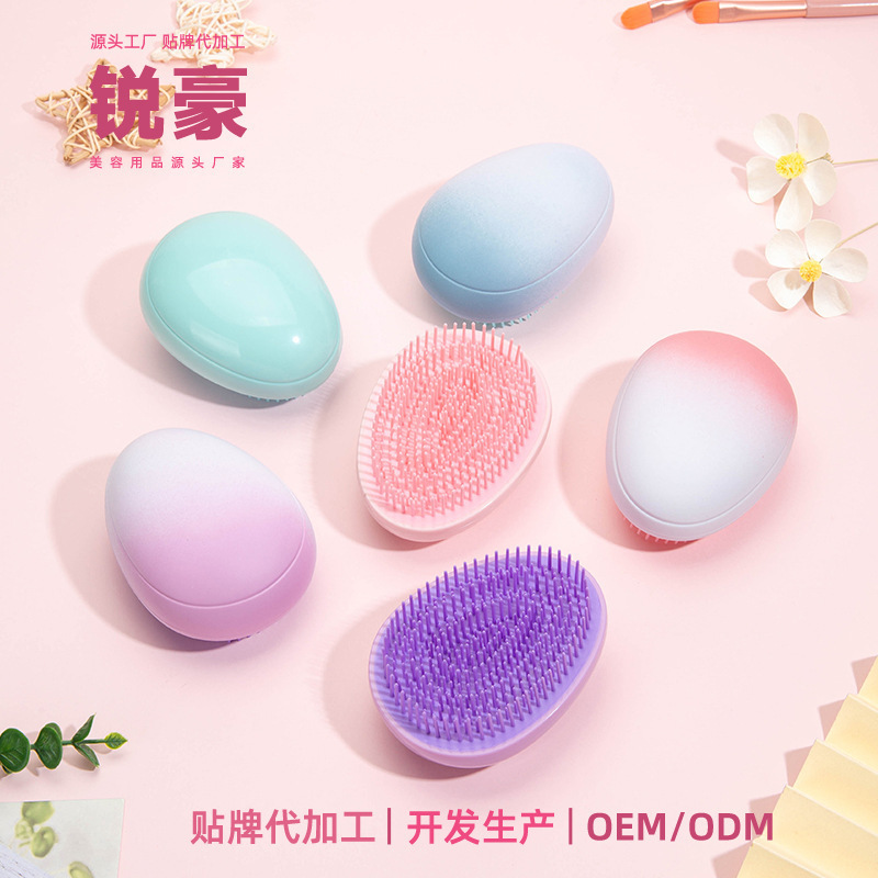 Cross-border hot selling multi-color optional straight hair portable smoothing comb massage comb hair salon solid color hair comb egg comb
