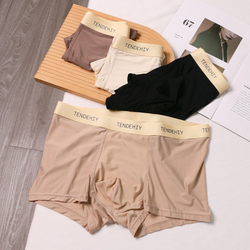 Men's underwear pure cotton ice silk breathable boxer briefs boys boxer briefs simple and comfortable letter boxer briefs spring and autumn