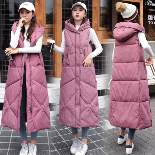 Down cotton vest women's mid-length 2020 autumn and winter new Korean version lengthened and thickened vest jacket trendy knee-high vest