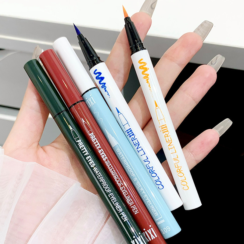 xixi eyeliner waterproof, not easy to smudge, not easy to fade, long-lasting, quick-drying, soft-bristle brush head, wine red brown color 1732
