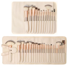 18/12 off-white makeup brush set fan-shaped 24 pcs champagne color cosmetic utensils synthetic hair