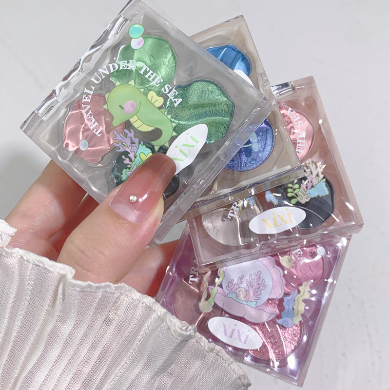 XIXI Sea Dream Four Color Eyeshadow Small Powder Glitter Pearlescent Matte Girly Heart Affordable Eyeshadow for Students